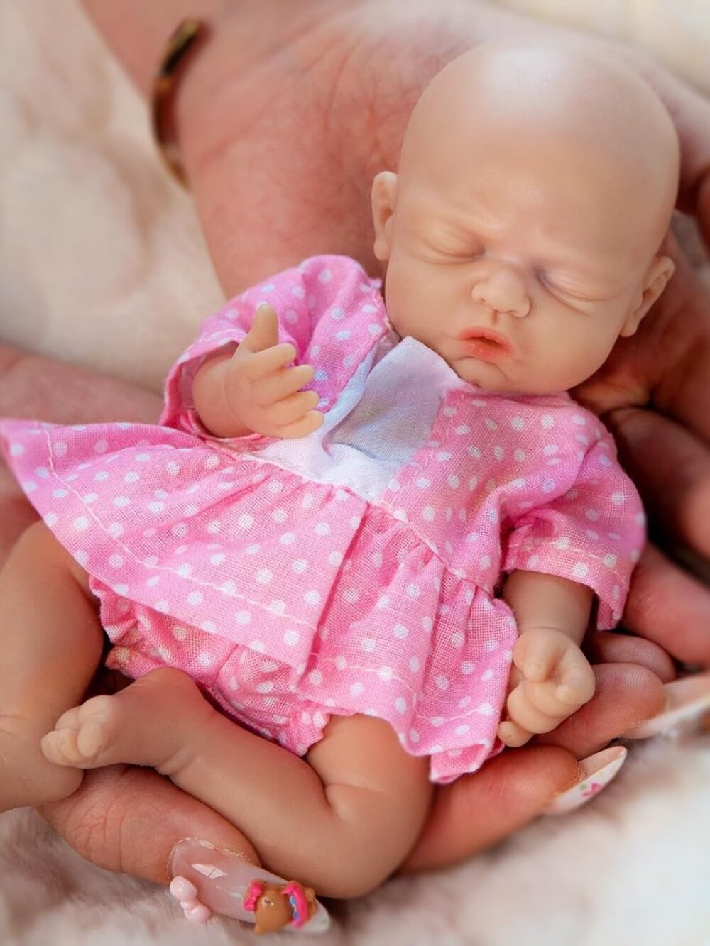 7in Mini Preemie Solid Platinum Silicone Reborn Baby Doll Girl Lifelike